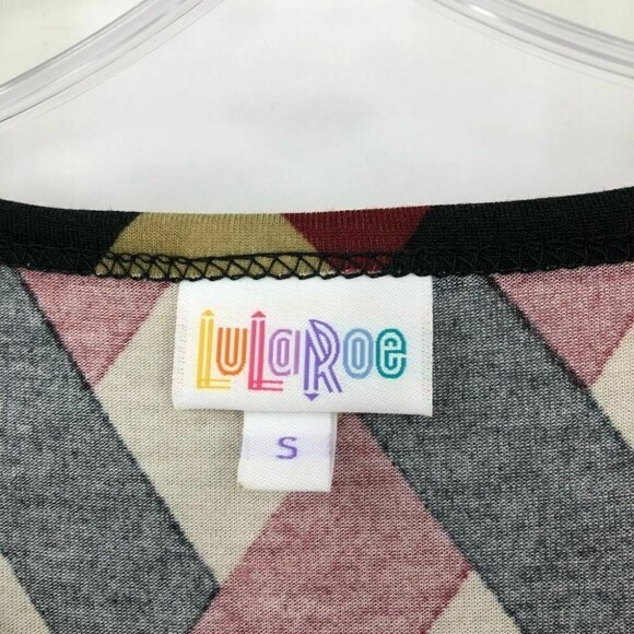 LuLaRoe Women's Julia Dress Trellis Diamond Print Tan Red & Black Size S Bodycon - Picture 4 of 5